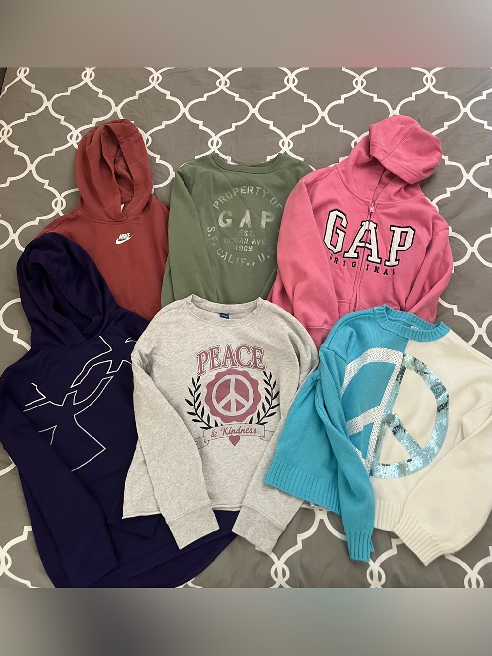 Bundle of 6 Girls Large Sweatshirts & Sweater